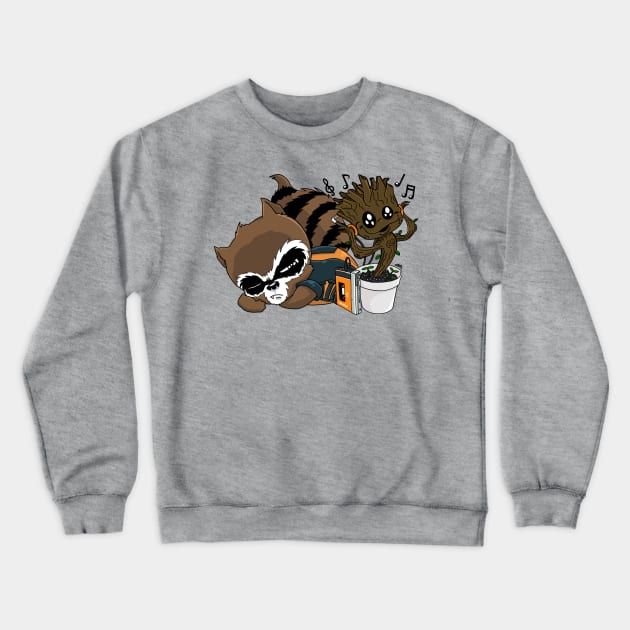 Baby Rocket & Groot Crewneck Sweatshirt by Oliverbanksart